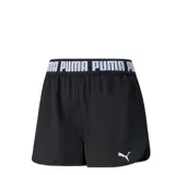 Short deportivo Puma de color negro, con cintura elástica ancha que presenta el logo de la marca estampado en blanco y logo de Puma en la pierna.