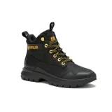 Bota híbrida Caterpillar, modelo Colorado Sneaker WP, de diseño urbano y funcional. Confeccionada en cuero nubuck impermeable y malla, cuenta con suela de goma de alta tracción, mediasuela de EVA y sistema de cordones con ojales metálicos. Presenta detalles en amarillo y logo de la marca en el lateral y lengüeta.