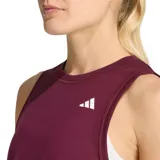 Top deportivo Adidas color bordó, de corte crop y diseño sin mangas con cuello redondo.