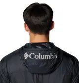 Campera cortaviento tipo canguro Columbia, color negro, con capucha ajustable, cierre frontal de media cremallera, bolsillo central grande con solapa y bolsillo adicional en la manga. Cuenta con tecnología Omni-Shield que repele la humedad, puños y dobladillo elásticos.