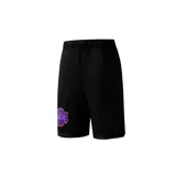 Short de básquet negro con cintura elástica y cordón de ajuste. Presenta el logo de Los Angeles Lakers en el lateral izquierdo.