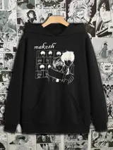 Canguro negro con estampado de personajes de anime.