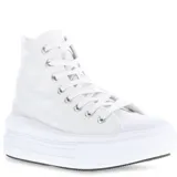 Championes de caña alta Converse modelo Chuck Taylor Move, color blanco, con plataforma elevada y diseño clásico de lona con cordones.