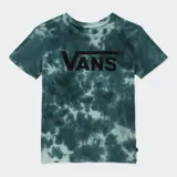 Remera verde con efecto tie-dye y logo de Vans estampado en el pecho.