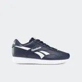 Championes Reebok modelo Jogger Lite, color azul marino con detalles en blanco. Diseño clásico con cordones y suela de goma.