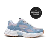 Championes Hi-Tec Piper color celeste con detalles en rosa y suela blanca con detalles en marrón.