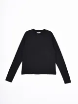 Remera de manga larga color negro, con cuello redondo y corte clásico.