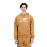 Canguro con capucha New Balance, color tostado, con bolsillo frontal tipo canguro y logo de la marca estampado en blanco en el pecho. Presenta cordones ajustables en la capucha y puños acanalados.