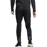 Pantalón de entrenamiento Adidas negro con logo blanco en la pierna izquierda, corte ajustado, bolsillos laterales con cierre y tecnología Aeroready.