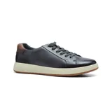 Zapato casual Hi-Tec Jey de cuero negro con detalles en marrón en el talón y cordones grises.