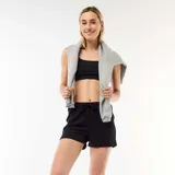 Short negro de algodón liso con cintura elástica y cordón ajustable.