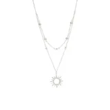 Collar doble de plata 925 con dije de sol y topacios blancos.