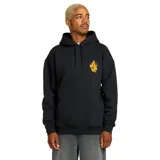 Canguro negro con capucha y bolsillo delantero, logo de Volcom estampado en el pecho en color amarillo.