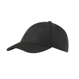 Gorra deportiva negra con visera curva y la palabra "TRAIN" bordada en relieve en el frente.