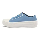 Zapatillas urbanas Moleca de lona color rosa, con cordones y plataforma blanca.