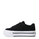 Championes Puma modelo Court Classic Vulc con plataforma, color negro con detalles en blanco. Presentan el logo de la marca en la lengüeta y el lateral, con cierre de cordones y suela de goma vulcanizada.