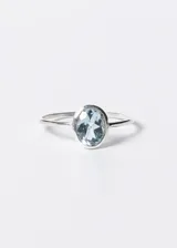 Anillo de plata 925 con piedra ovalada de topacio azul.