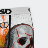 Calzoncillos bóxer con estampado de billetes, calavera y llamas.