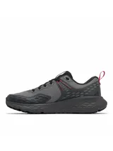 Championes de trekking Columbia modelo Konos Trs Omni-Max, color gris con detalles en negro y rojo, confeccionados con empeine de malla técnica y suela con tecnología Adapt Trax.