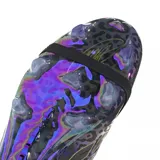Championes de fútbol adidas Predator Elite FG Kaká, color negro con detalles en violeta y dorado, con diseño de estampado animal print y lengüeta rebatible con tira elástica.