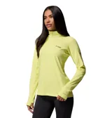 Polar Columbia Driventure de media cremallera, color verde lima, de manga larga con orificios para los pulgares y cuello alto.
