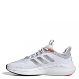 Championes Adidas Alphaedge para hombre, color blanco con detalles en gris y rojo.