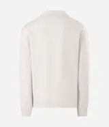 Remera de manga larga de algodón color blanco, con cuello estructurado tipo polo y medio cierre frontal. Presenta el texto bordado "Future Insight" en el pecho.
