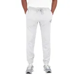 Pantalón de jogging gris claro de algodón, con cintura elástica ajustable con cordón, bolsillos laterales y logo estampado en la pierna izquierda.