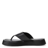 Sandalias tipo chancla con plataforma, color negro, con tira ancha de separación de dedos y diseño minimalista.
