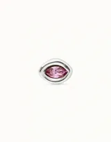 Aro piercing plateado con forma de ojo y cristal Swarovski color zafiro claro.