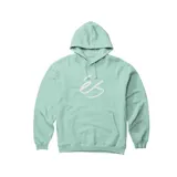 Canguro verde agua con capucha y bolsillo tipo canguro. Logo de la marca éS estampado en blanco en el pecho.