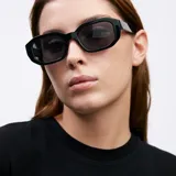 Lentes de sol unisex de forma geométrica, color negro, con protección UV400 y lentes polarizados TAC japoneses antirayaduras.