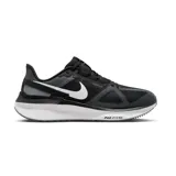 Championes de running Nike Air Zoom Structure 25, color negro con detalles en blanco. Presentan una parte superior de malla transpirable, amortiguación Zoom Air en la entresuela y suela de goma resistente.
