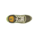 Zapatillas Caterpillar modelo Ventura, color verde oliva con detalles en verde oscuro y verde claro. Capellada de gamuza y malla, forro de malla reciclada, entresuela de EVA y suela de goma.