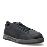 Championes urbanos Democrata modelo Dylan, color azul marino, confeccionados en cuero con detalles de textura perforada en los laterales y puntera. Presentan suela de goma en tono gris con diseño estriado y cierre mediante cordones al tono.