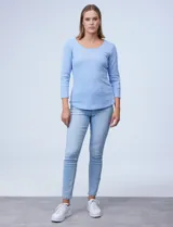Remera negra de algodón, marca Ruby Rd, con mangas 3/4 y escote redondo.