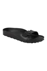 Sandalia Birkenstock Madrid Eva, color negro, de goma eva, con hebilla ajustable.