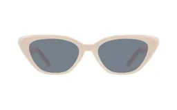 Lentes de sol con montura de acetato color beige y lentes grises.