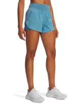 Short deportivo Under Armour Vanish 2 en 1, color azul, con diseño de doble capa que incluye un short exterior ligero y un short de compresión integrado. Cuenta con cintura ancha y plana para mayor ajuste.
