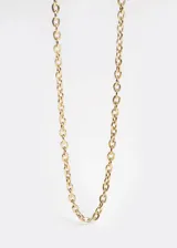 Cadena dorada de acero quirúrgico hipoalergénico con eslabones ovalados.