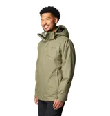 Campera Columbia Bugaboo III Fleece Omni-Tech de color verde militar, modelo 3 en 1 con capucha desmontable y forro polar interior.