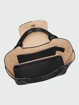 Cartera tipo tote XS Longchamp de la línea Épure Timeless, color negro, con asas superiores y correa ajustable y desmontable en tono marrón oscuro.
