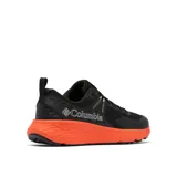 Championes de trail running Columbia modelo Konos Trs Omni-Max, color negro con entresuela naranja vibrante. Presentan empeine de malla técnica con sobrecapas sin costuras, sistema Navic Fit para ajuste en el mediopié y suela Adapt Trax para tracción en diversas superficies.