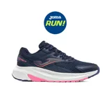 Championes de running Joma modelo Vitaly Lady 2633, color azul marino con detalles en blanco y rosa. Confeccionados en mesh transpirable con refuerzos sintéticos para mayor ajuste y firmeza. Cuentan con mediasuela de phylon para amortiguación y suela de caucho resistente al desgaste.