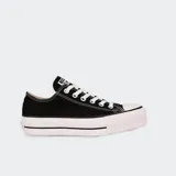 Zapatillas Converse Chuck Taylor All Star Lift, de caña baja y plataforma, color negro con detalles en blanco.
