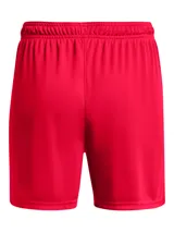 Short deportivo Under Armour modelo Golazo 3.0, color rojo, con cintura elástica y logo de la marca en contraste en el ruedo. Confeccionado en tejido ligero de secado rápido con aberturas laterales.