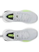 Championes de básquetbol Under Armour Curry 12 modelo Gravity, de diseño técnico en color gris con detalles en verde neón y negro. Presentan una parte superior de malla transpirable, contrafuerte de TPU en el talón para mayor soporte y suela de goma de alta tracción.