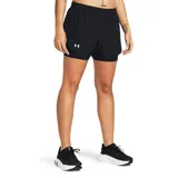 Short deportivo Under Armour Fly para mujer, color negro con logo blanco en la pierna izquierda.