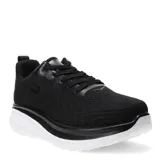 Championes deportivos de hombre con capellada de tejido técnico en color negro, cierre mediante cordones y suela de goma blanca con entresuela de alto perfil.