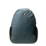 Mochila urbana Caterpillar modelo Tokyo, color verde pino, con compartimento principal con cierre, bolsillos laterales de malla negra y logo de la marca en el frente.